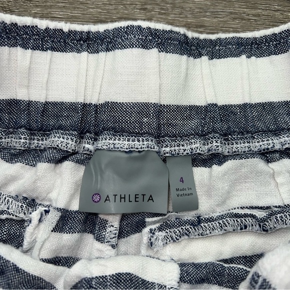 Athleta Dress Blue Bold Stripe Linen Shorts Size 4 - Picture 5 of 14